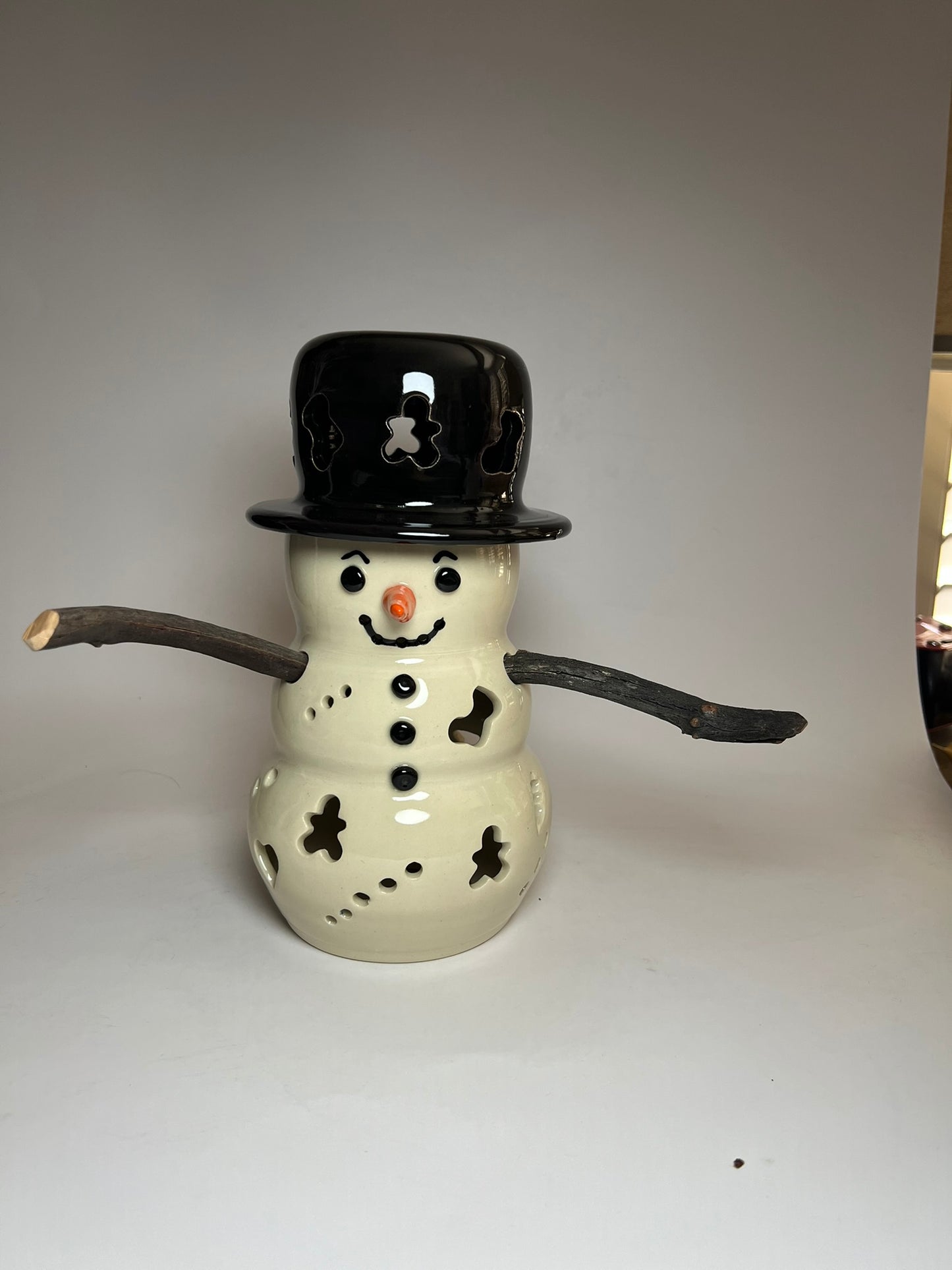 Handmade Stoneware Luminaire Snowman