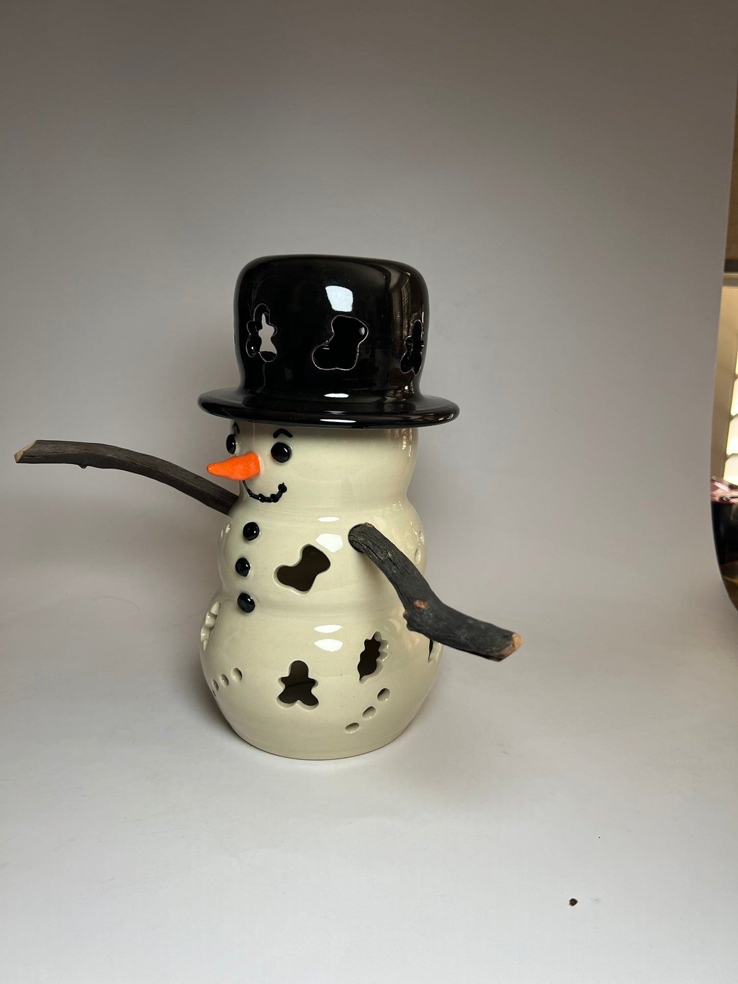 Handmade Stoneware Luminaire Snowman