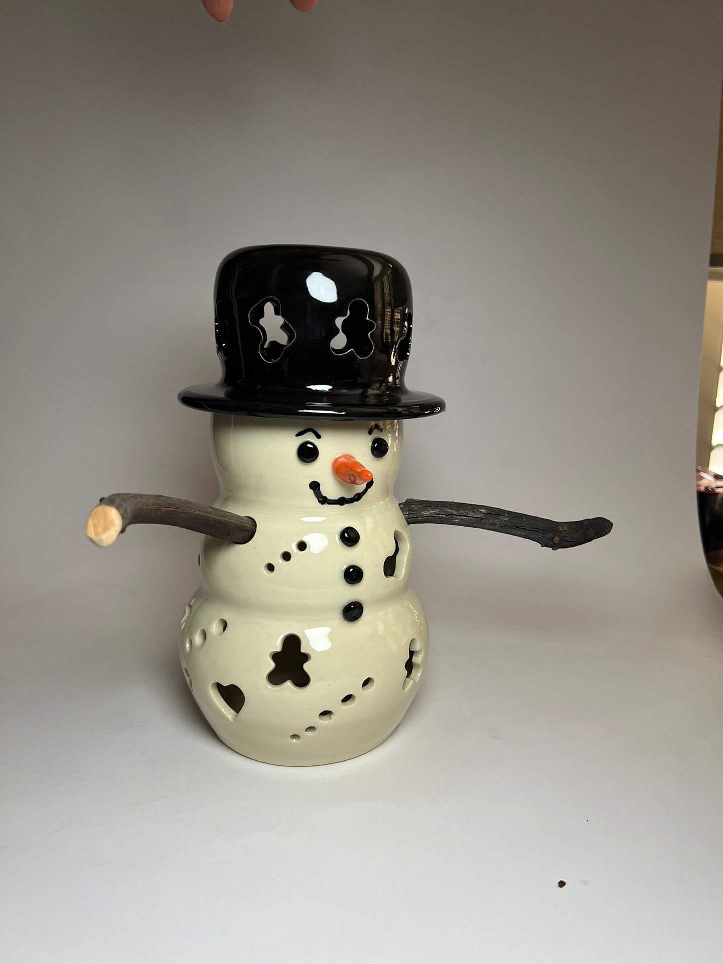 Handmade Stoneware Luminaire Snowman