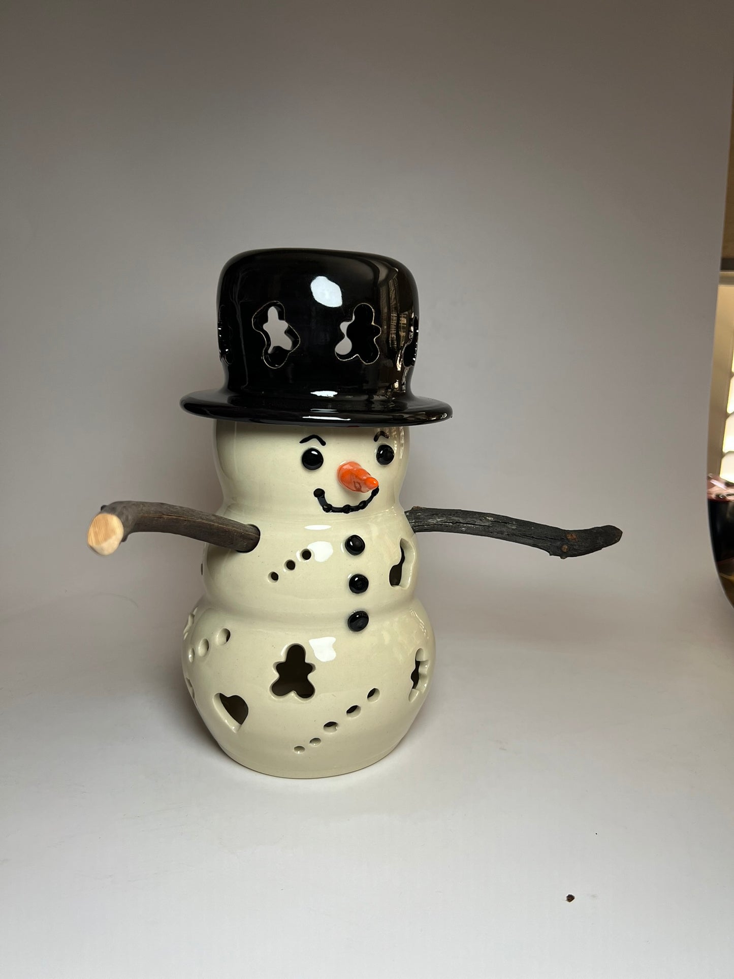 Handmade Stoneware Luminaire Snowman