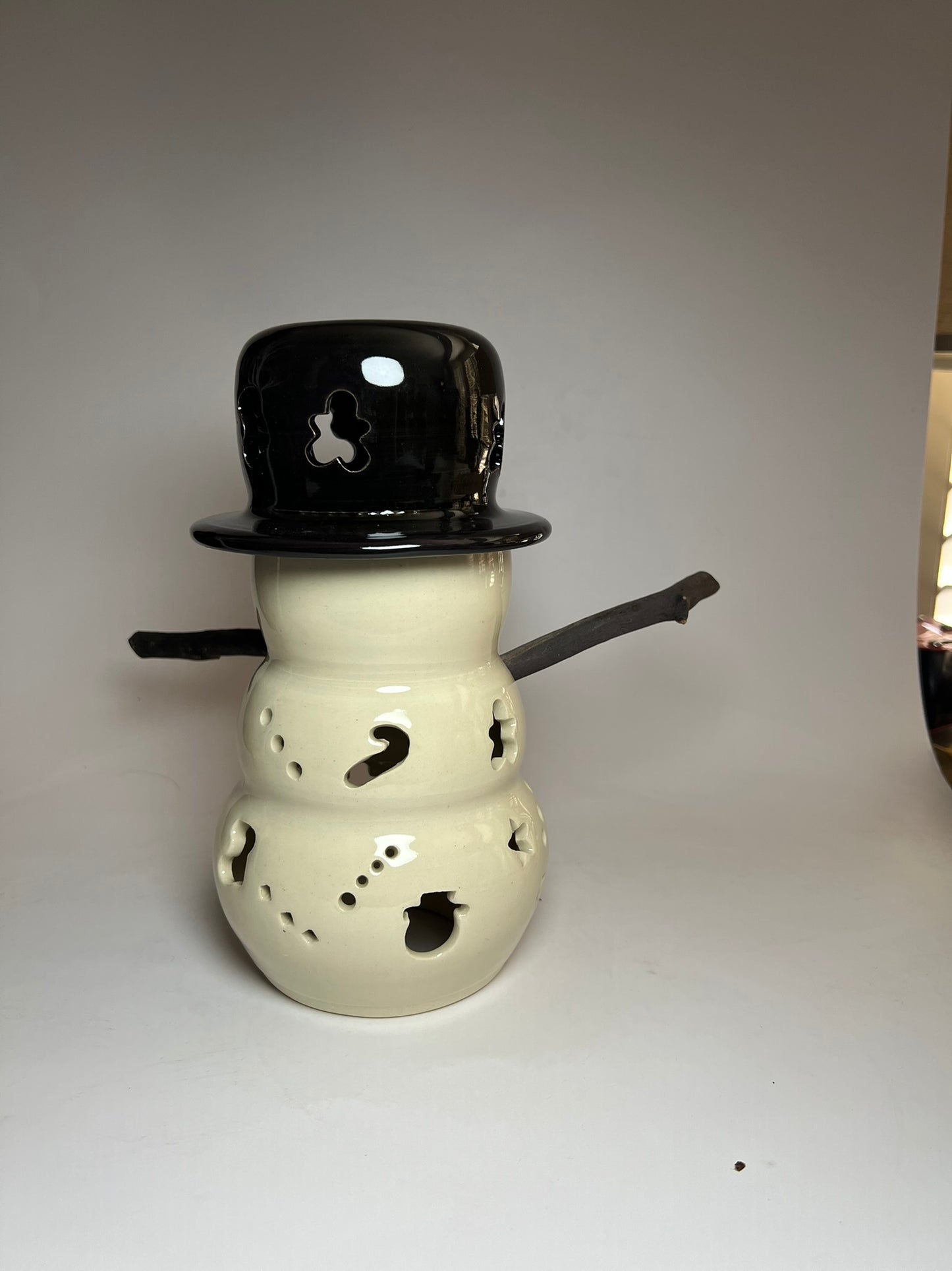 Handmade Stoneware Luminaire Snowman